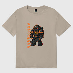 Женская футболка оверсайз Космический десантник с оранжевыми вставками