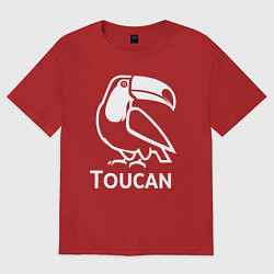Футболка оверсайз женская Тукан в минималистичном стиле, цвет: красный