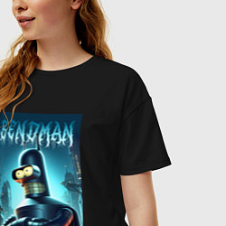 Футболка оверсайз женская Bender Batman - ai art collaboration, цвет: черный — фото 2