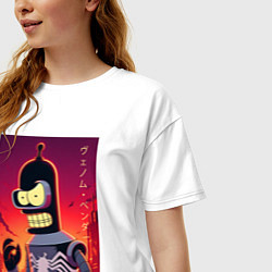 Футболка оверсайз женская Веном Бендер - мем, цвет: белый — фото 2