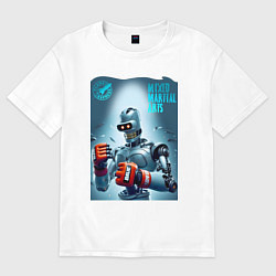 Футболка оверсайз женская Bender bending robot - mixed martial artist, цвет: белый
