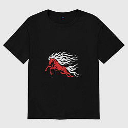 Женская футболка оверсайз Галоп красного коня