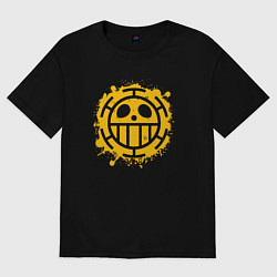 Футболка оверсайз женская Пираты сердца - веселый роджер, цвет: черный