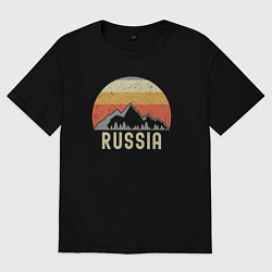 Футболка оверсайз женская Russia mountains, цвет: черный