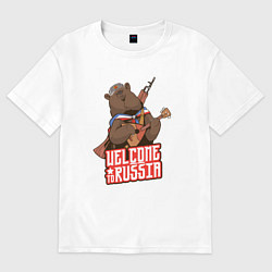 Футболка оверсайз женская Медведь России, цвет: белый