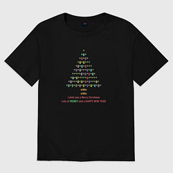 Футболка оверсайз женская Елка программиста, цвет: черный