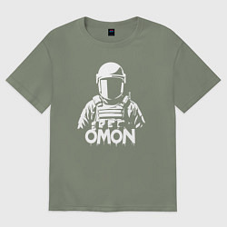 Женская футболка оверсайз Омон шлем и броник