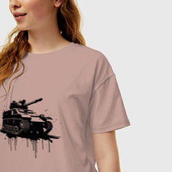 Футболка оверсайз женская Танк с эффектом подтёков краски, цвет: пыльно-розовый — фото 2