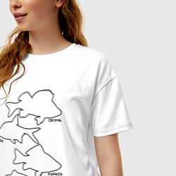 Футболка оверсайз женская Контуры рыб, цвет: белый — фото 2