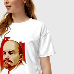 Футболка оверсайз женская Ленин вождь иероглифы, цвет: белый — фото 2
