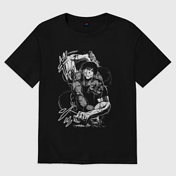 Футболка оверсайз женская Тодзи Фушигуро - цепи, цвет: черный