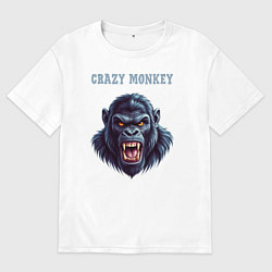 Футболка оверсайз женская Crazy gorilla, цвет: белый