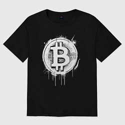 Женская футболка оверсайз Биткоин в стиле Бэнкси