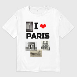 Женская футболка оверсайз I love Paris