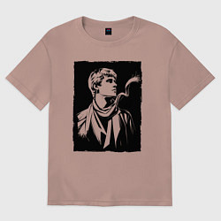 Футболка оверсайз женская Есенин в стиле стрит-арт, цвет: пыльно-розовый
