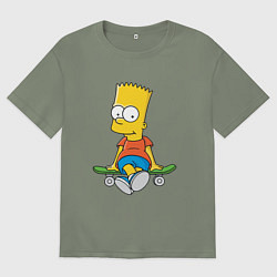 Женская футболка оверсайз Барт Симпсон сидит на скейте
