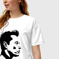 Футболка оверсайз женская Илон Маск в профиль, цвет: белый — фото 2