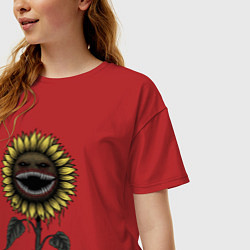 Футболка оверсайз женская Подсолнечник - монстр, цвет: красный — фото 2