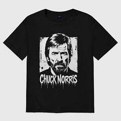 Футболка оверсайз женская Чак Норрис в стиле стрит-арт, цвет: черный