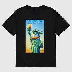 Женская футболка оверсайз Статуя свободы - Дональд Дак