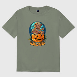 Женская футболка оверсайз Мишка на тыкве