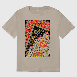 Футболка оверсайз женская Уголок пиксельного ковра, цвет: миндальный