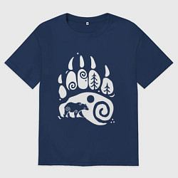 Футболка оверсайз женская Bear paw, цвет: тёмно-синий