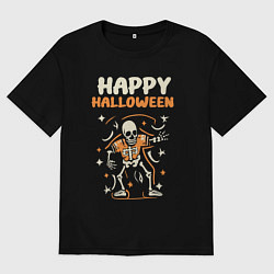 Женская футболка оверсайз Хэллоуин день скелетов ночь вампиров