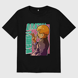 Футболка оверсайз женская Моб психо 100 Arataka Reigen, цвет: черный