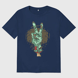 Женская футболка оверсайз Рука зомби жест V