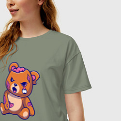 Футболка оверсайз женская Мишка зомби, цвет: авокадо — фото 2