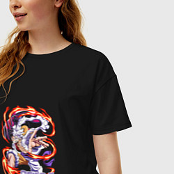 Футболка оверсайз женская Луффи на 5-й передаче всё ещё сильнее, цвет: черный — фото 2