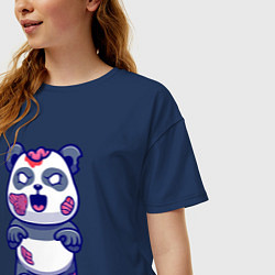 Футболка оверсайз женская Зомби панда, цвет: тёмно-синий — фото 2