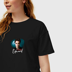 Футболка оверсайз женская Team Edward - Сумерки мем, цвет: черный — фото 2