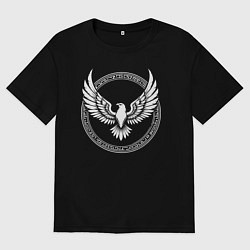 Футболка оверсайз женская Орел стилизованый круг, цвет: черный