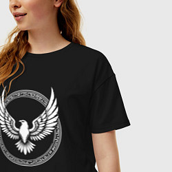Футболка оверсайз женская Орел стилизованый круг, цвет: черный — фото 2