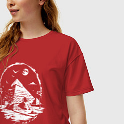 Футболка оверсайз женская Лунная тайна пирамид, цвет: красный — фото 2