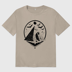 Женская футболка оверсайз Сфинкс в пирамиде