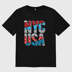 Футболка оверсайз женская NYC - USA, цвет: черный