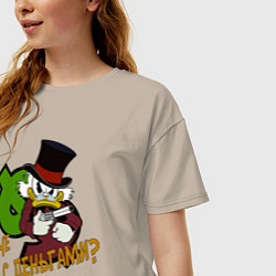 Футболка оверсайз женская Мем утка че с деньгами, цвет: миндальный — фото 2