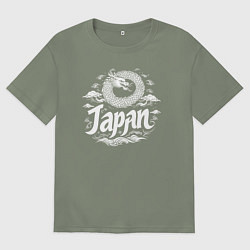 Футболка оверсайз женская Японский круглый дракон, цвет: авокадо