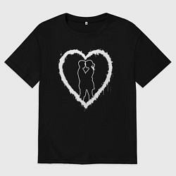 Женская футболка оверсайз Сердце с поцелуем