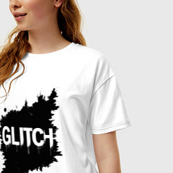Футболка оверсайз женская Глитч-эффект хаос в пикселях, цвет: белый — фото 2