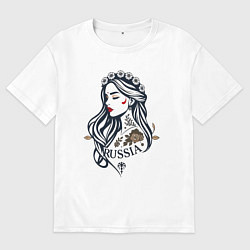 Женская футболка оверсайз Русский стиль - славянская девушка