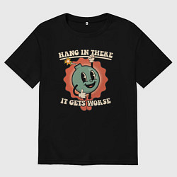 Футболка оверсайз женская Держимся, цвет: черный