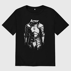Футболка оверсайз женская Доспехи символ силы и защиты, цвет: черный