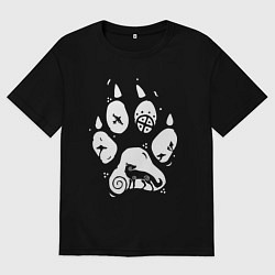 Футболка оверсайз женская Волчья лапа, цвет: черный