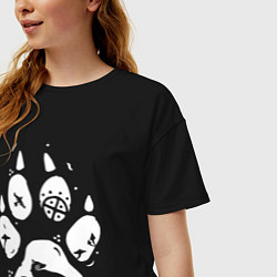 Футболка оверсайз женская Волчья лапа, цвет: черный — фото 2