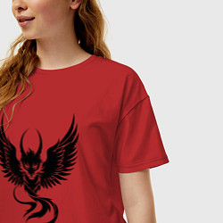 Футболка оверсайз женская Крылатый черный дракон, цвет: красный — фото 2