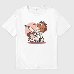 Футболка оверсайз женская Конь Каратист, цвет: белый